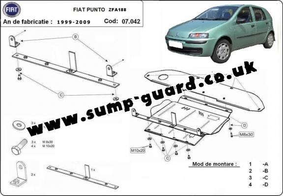 Steel sump guard for Fiat Punto