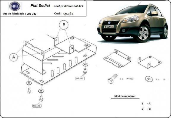 Steel differential guard for Fiat Sedici