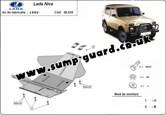 Steel sump guard for Lada Niva