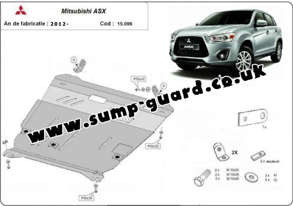 Steel sump guard for the protection of the engine and the gearbox for Mitsubishi ASX
