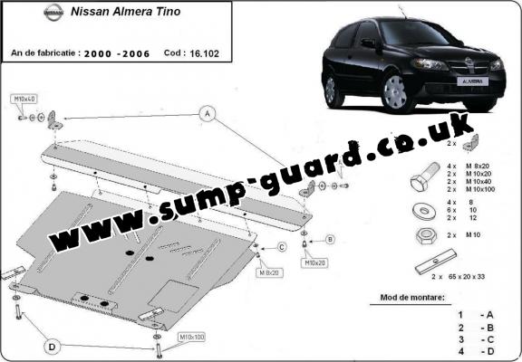 Steel sump guard for Nissan Almera Tino