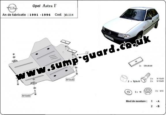 Steel sump guard for Vauxhall Astra F