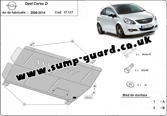 Steel sump guard for Vauxhall Corsa D
