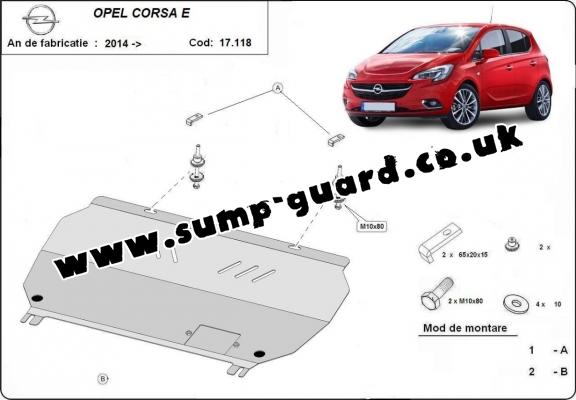 Steel sump guard for Vauxhall Corsa E