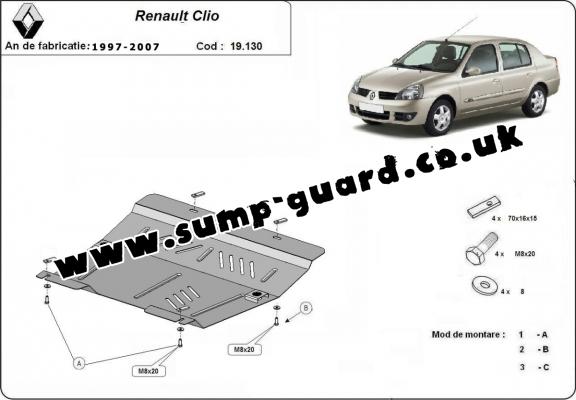 Steel sump guard for Renault Clio 2