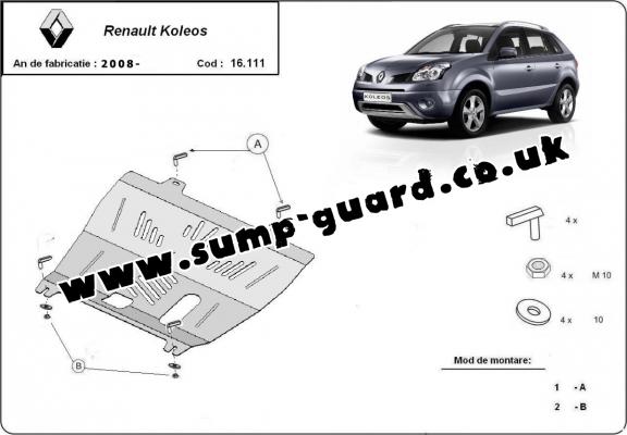 Steel sump guard for Renault Koleos