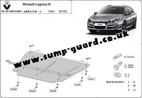 Steel sump guard for Renault Laguna 3