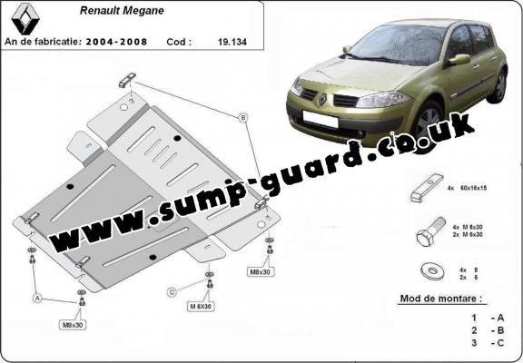 Steel sump guard for Renault Megane 2