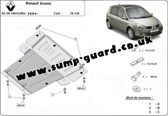 Steel sump guard for Renault Scenic