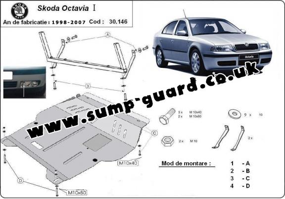 Steel sump guard for Skoda Octavia 1