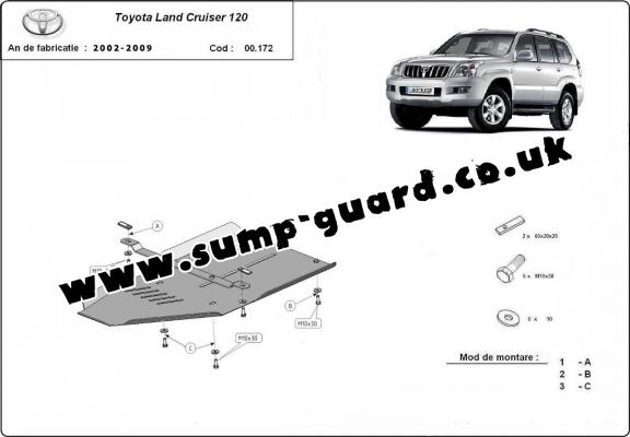 Steel gearbox guard for Toyota Land Cruiser J120