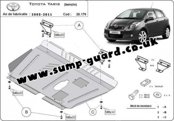 Steel sump guard for Toyota Yaris - petrol