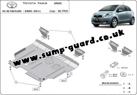 Steel sump guard for Toyota Yaris - diesel
