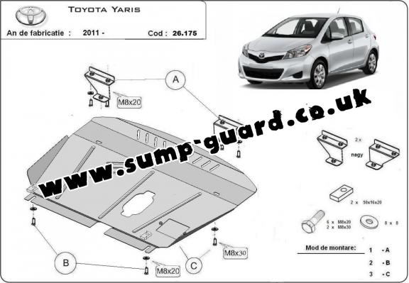 Steel sump guard for Toyota Yaris 