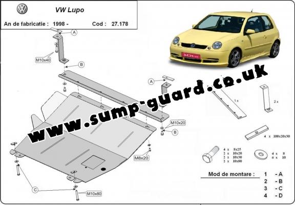 Steel sump guard for VW Lupo