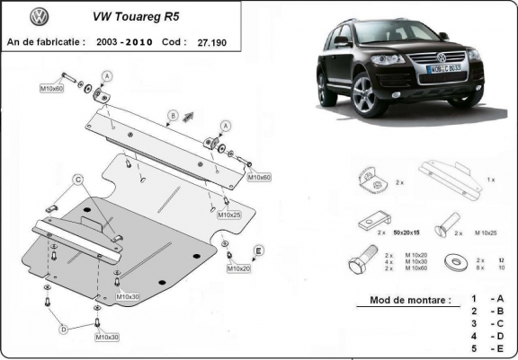 Steel sump guard for Volkswagen Touareg 7L