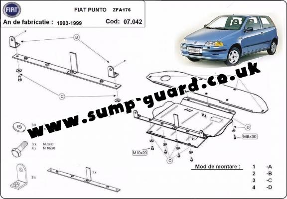 Steel sump guard for Fiat Punto