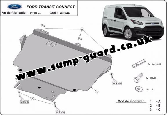 Steel sump guard for Ford Transit Connect