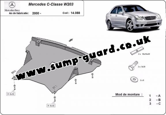 Steel sump guard for Mercedes C-classe W203