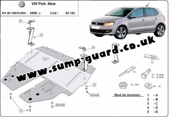 Steel sump guard for VW Polo