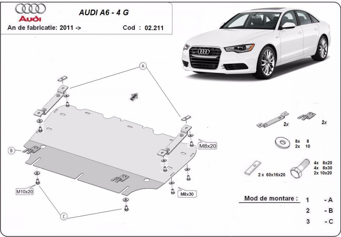 Lower Black Engine Splash Guard For Audi A6 A7 S6 S7 Quattro 2011-2018 (4G C7)
