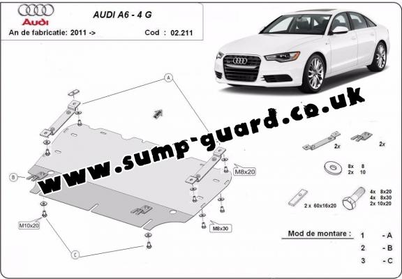 Steel sump guard for Audi A6