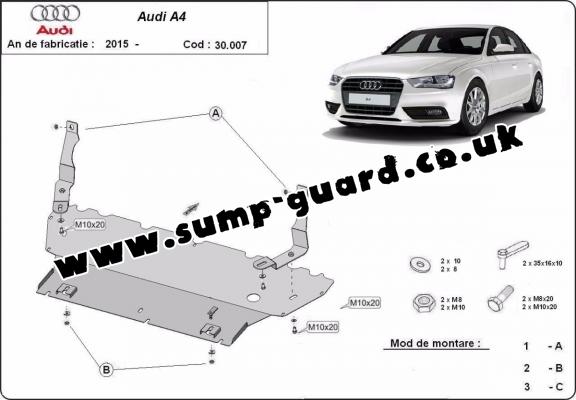 Steel sump guard for Audi A4  B9