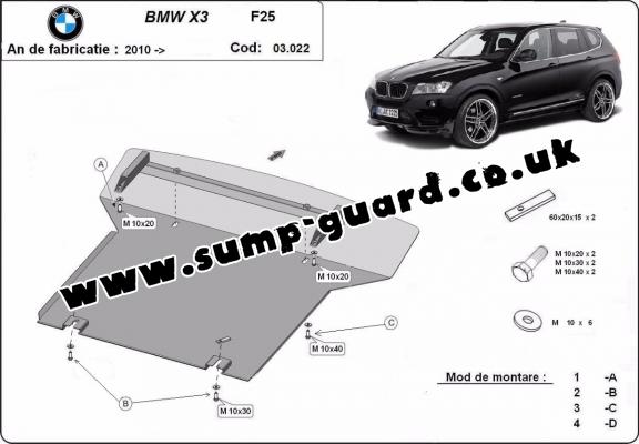 Steel sump guard for BMW X3 - F25