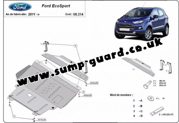 Steel sump guard for the protection of the engine and the gearbox for   Ford EcoSport