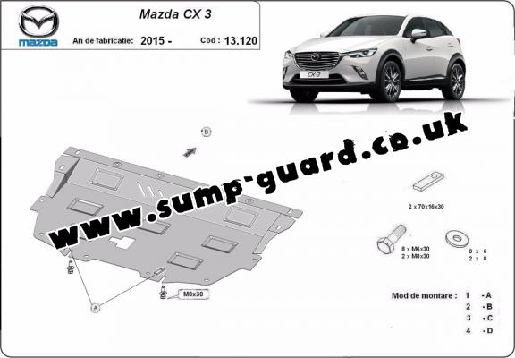 Steel sump guard for Mazda CX3