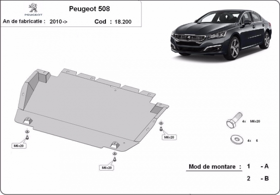 Steel sump guard for Peugeot 508