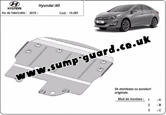 Steel sump guard for the protection of the engine and the gearbox for Hyundai i40