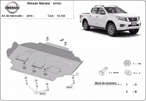 Steel sump guard for Nissan Navara NP300 - D23