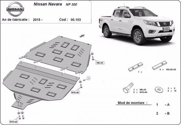 Steel gearbox guard for Nissan Navara NP300 - D23