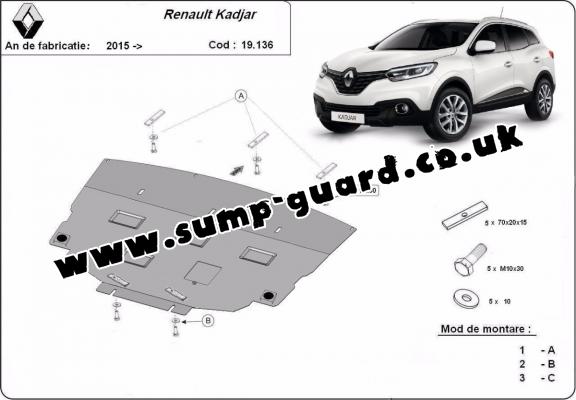 Steel sump guard for Renault Kadjar