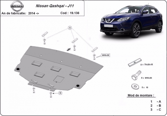Steel sump guard for Nissan Qashqai J11