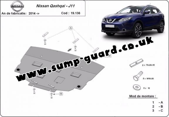 Steel sump guard for Nissan Qashqai J11