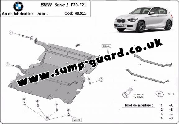 Steel sump guard for BMW Seria 1 F20/F21