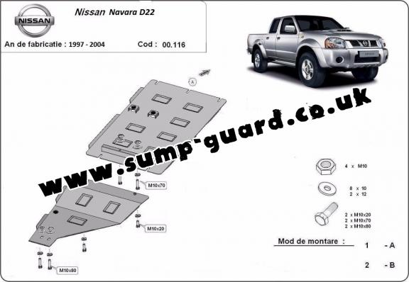 Steel gearbox guard for Nissan Navara D22