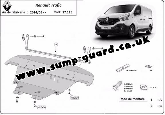 Steel sump guard for Renault Trafic