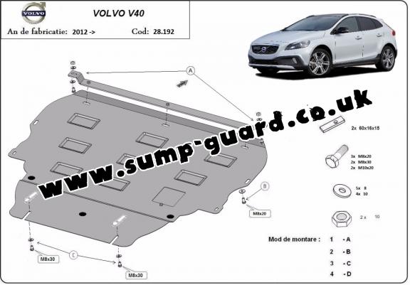 Steel sump guard for Volvo V40