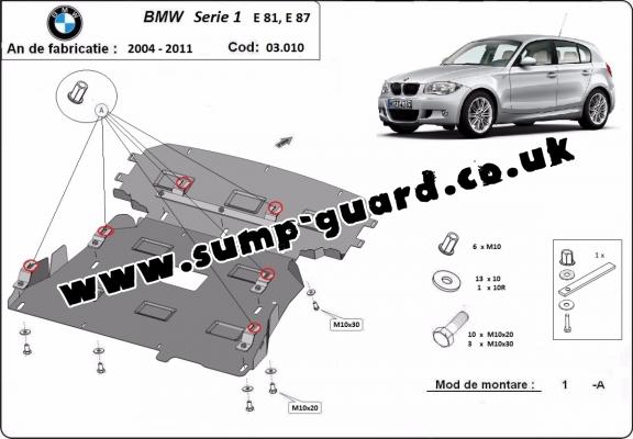 Steel sump guard for BMW Seria 1 E81;E87