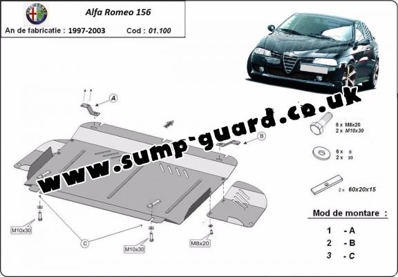 Steel sump guard for Alfa Romeo 156