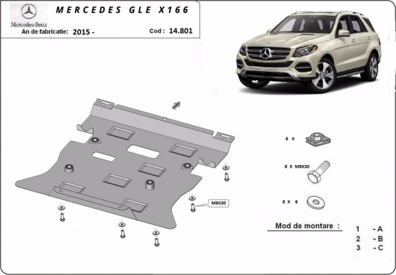 Steel sump guard for Mercedes GLE X166