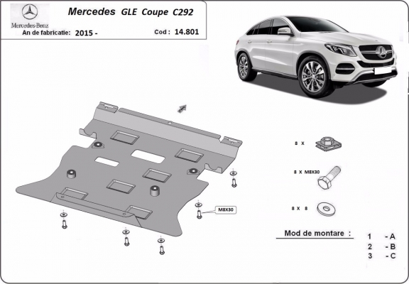 Steel sump guard for Mercedes GLE Coupe C292