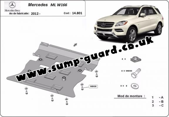 Steel sump guard for Mercedes ML W166