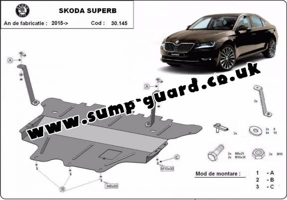 Steel sump guard for Skoda Superb - manual gearbox