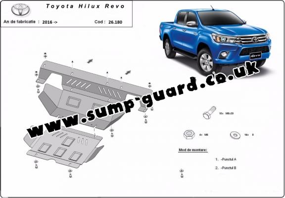 Steel sump guard for the protection of the engine and the radiator for Toyota Hilux Revo