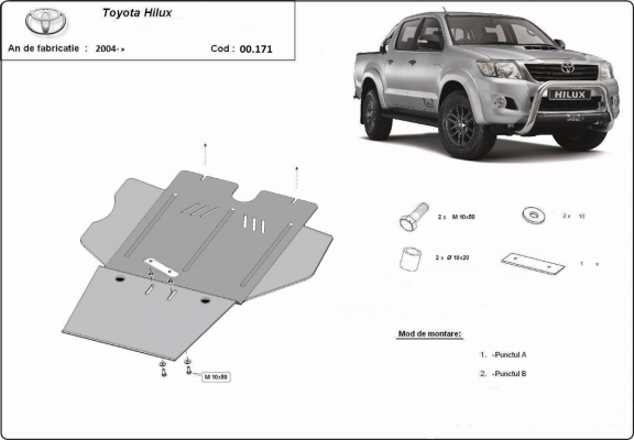 Steel gearbox and particle filter guard for Toyota Hilux 