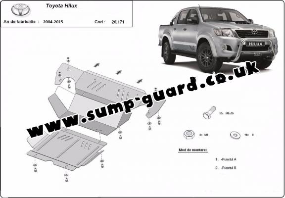 Steel sump guard for the protection of the engine and the radiator for Toyota Hilux